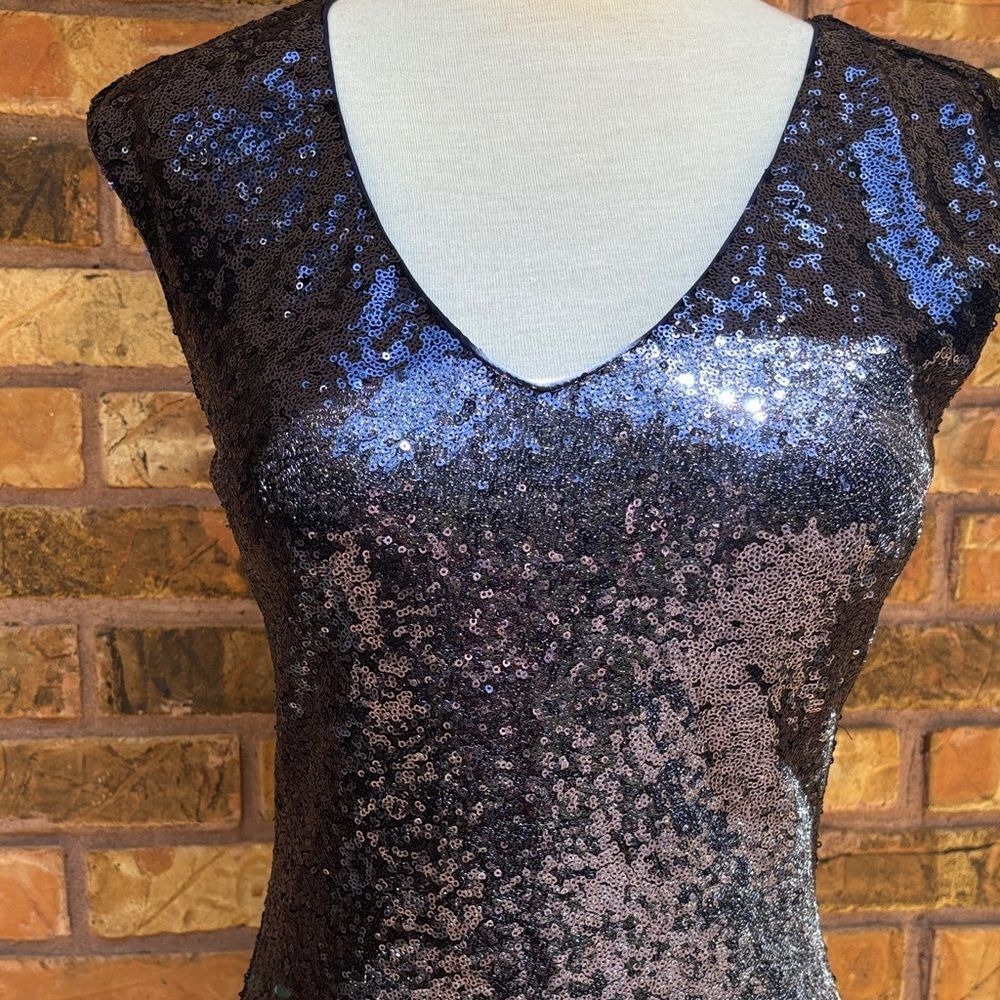 Johnny Was Selya Navy and Gold Sequin Midi Dress - Picture 6 of 9